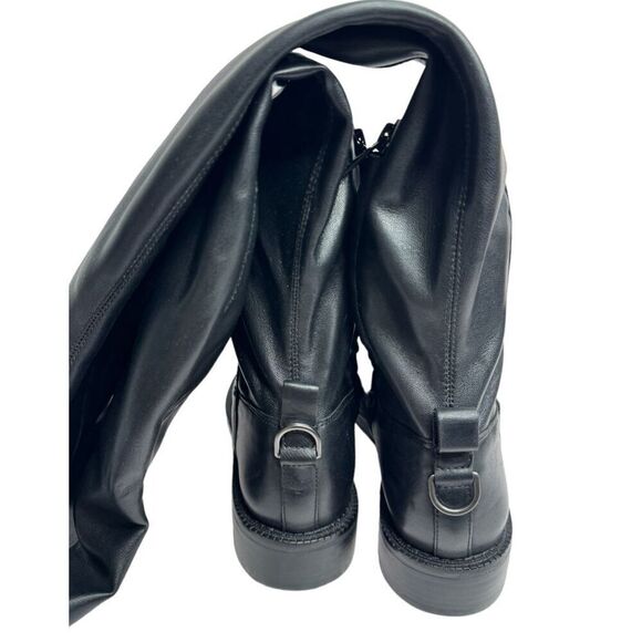 Sam Edelman Over The Knee Boots Size 7.5 Black Leather Narisa Zip Up Block Heel - Picture 5 of 10